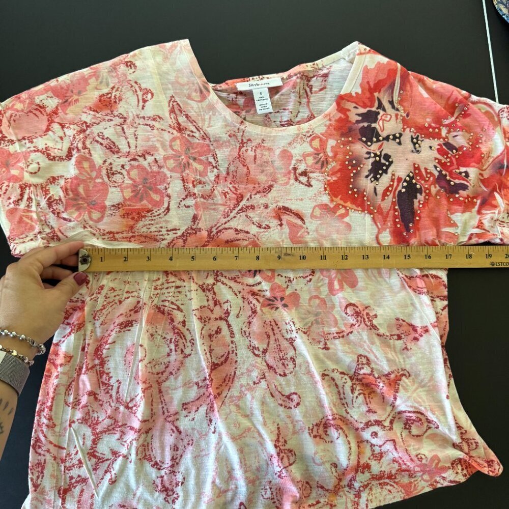 🔥 4 for $20 DEAL 🔥Style & Co Floral Embellished Blouse 🌺 Size S - Picture 5 of 7